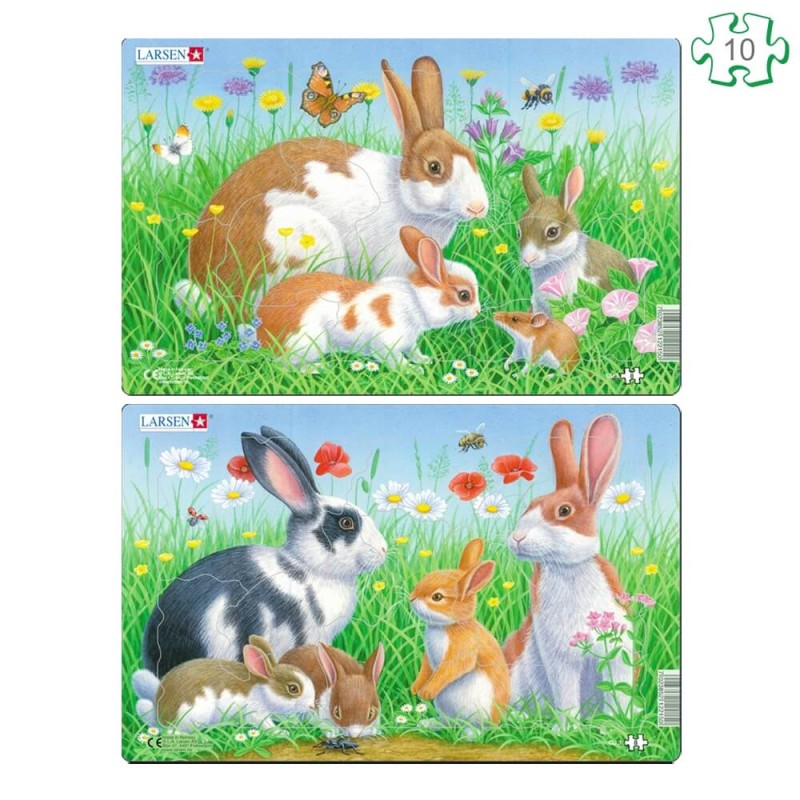 Lot de 2 puzzles avec contour Les lapins