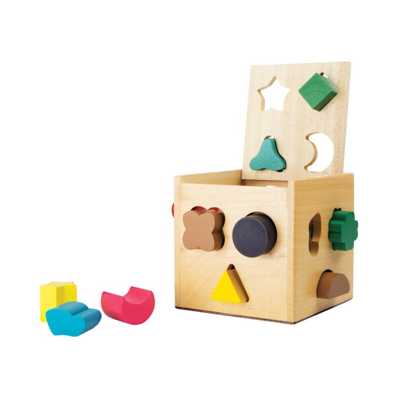 Cube à formes - jeux d'encastrement et manipulation en bois