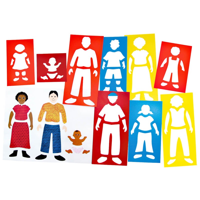 Pochoirs personnages famille - Activité de création manuelle