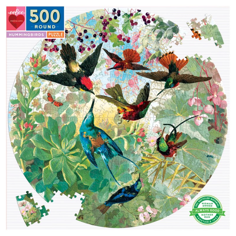 Puzzle rond 500 pièces - Oiseaux-mouches