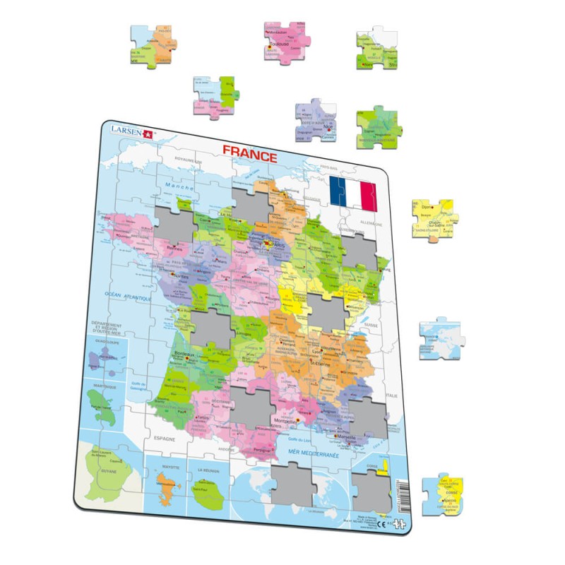 Puzzle avec contour France et Régions - Puzzle cadre contour