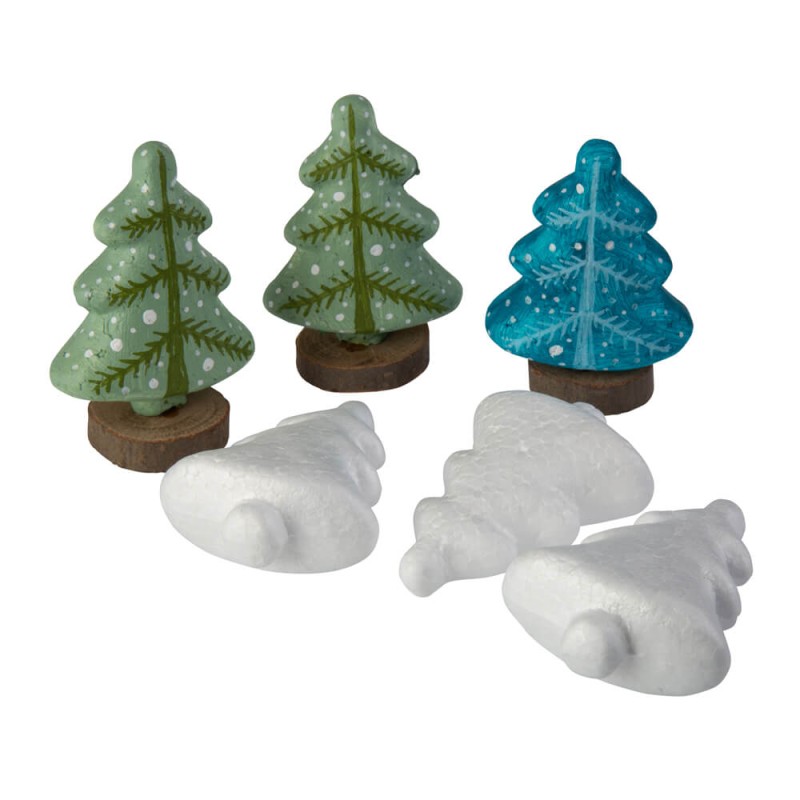 Sapins en polystyrène à décorer – lot de 10