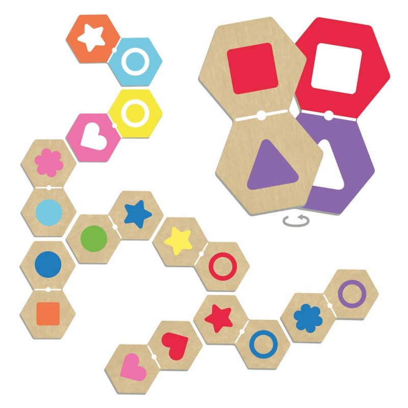 Dominos hexagone formes et couleurs