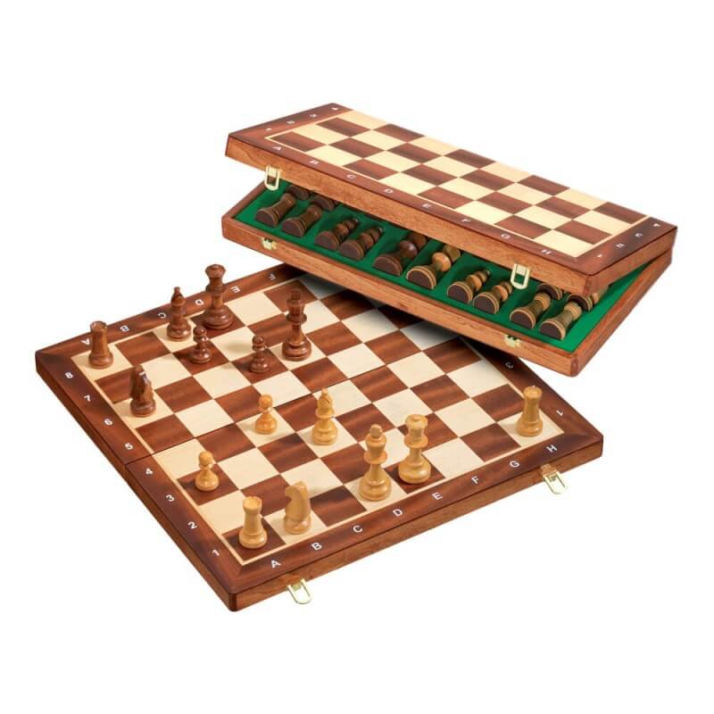 Jeux de dames et d'échecs en bois - Plateau réversible en bois