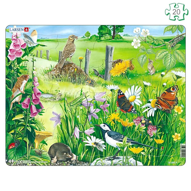 Puzzle 20 pièces avec contour Animaux des champs