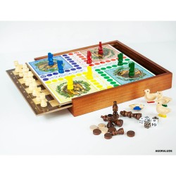 Coffret en bois 5 jeux traditionnels classique