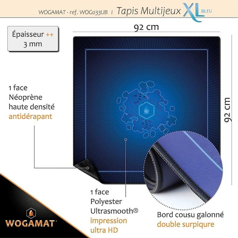 Grand tapis de jeu Wogamat 92x92 Bleu Carré (destockage)