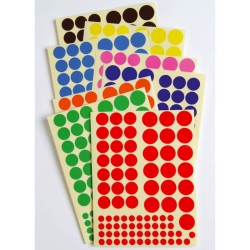 Gommettes rondes 3 tailles de 8 couleurs  :  1 450 gommettes
