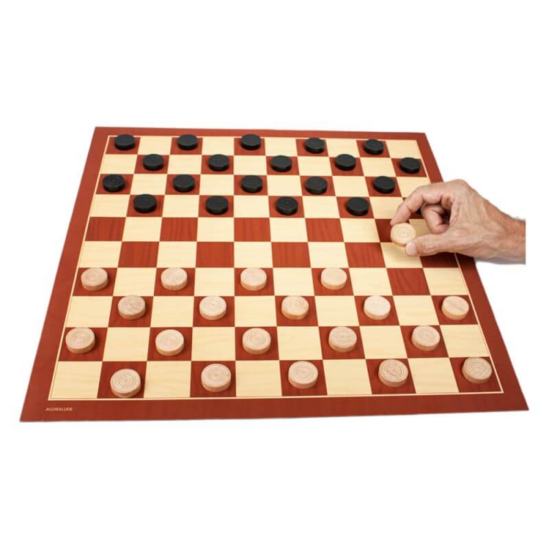 Tapis de jeu Dames 50x50 cm (avec pions) - Damier grand format