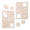 Fleurs et feuilles en bois à peindre