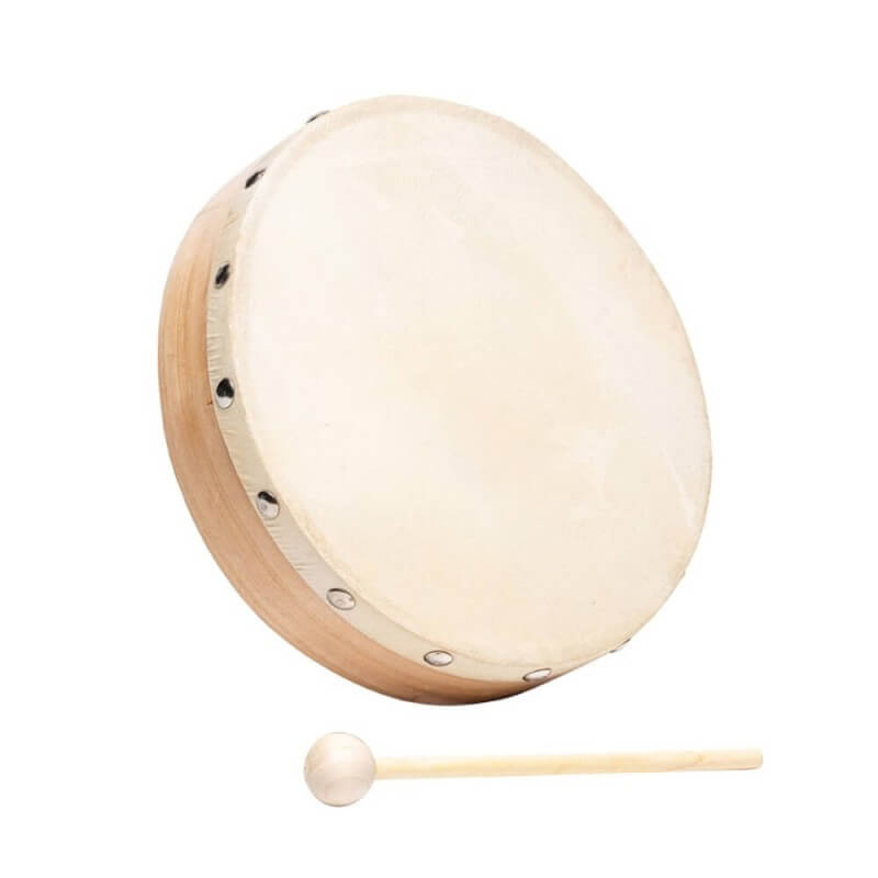 Tambourin en peau naturelle - instrument pour ateliers musique en ehpad