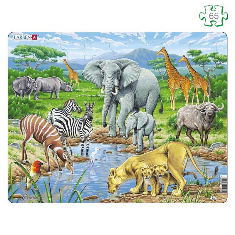 Puzzle avec contour - Savane africaine - 65 pièces