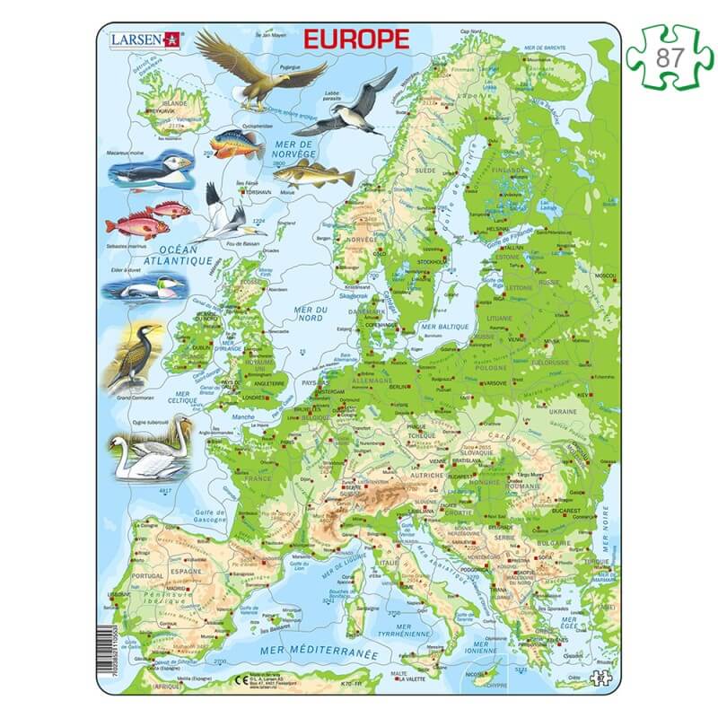 Puzzle avec contour - Europe géographique - 87 pièces