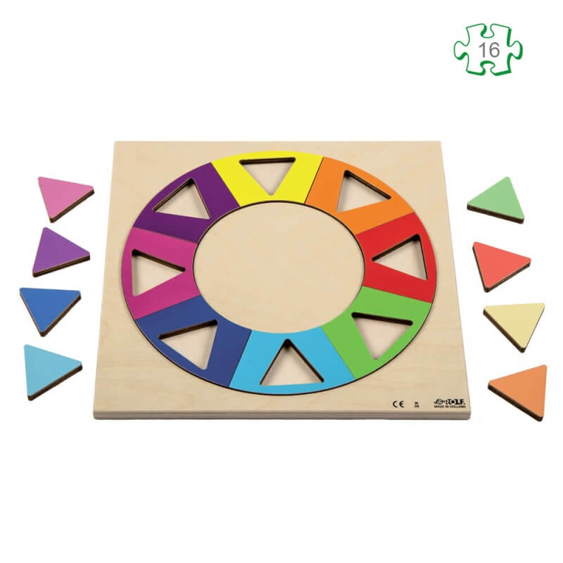 Puzzle cercle arc-en-ciel en bois - jeu de manipulation