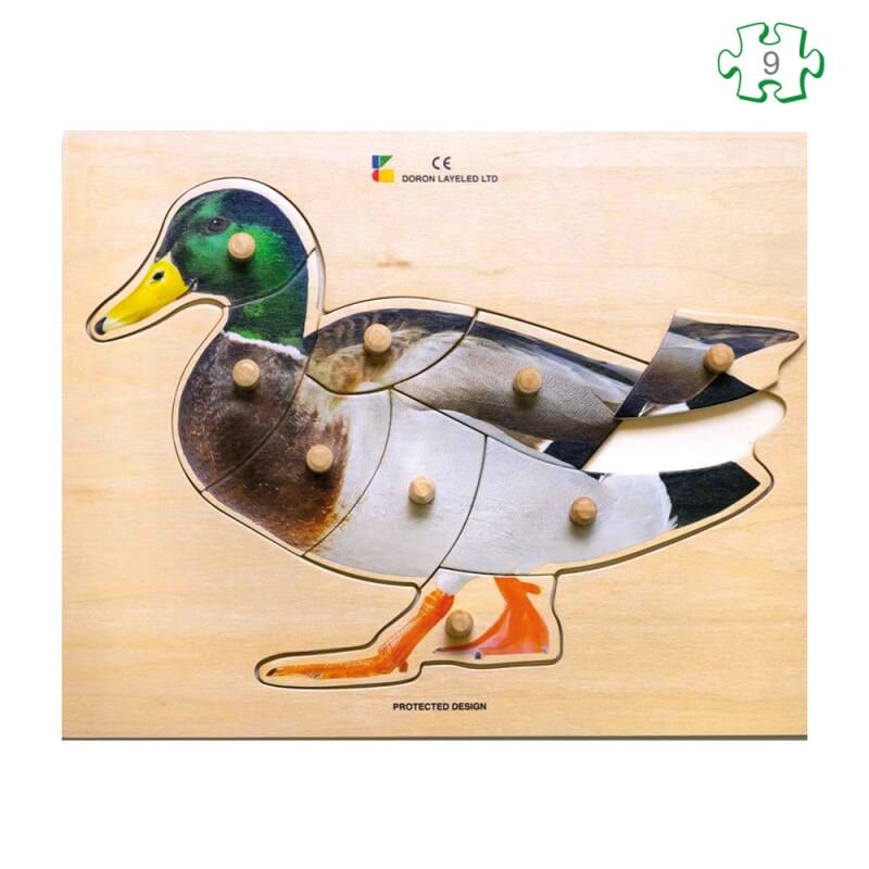 Puzzle en bois à boutons Canard - pour une manipulation simplifiée