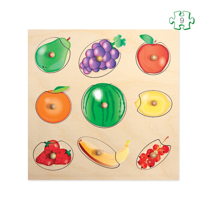 Puzzle boutons fruits en bois - à encastrer - Alzheimer trouble cognitif