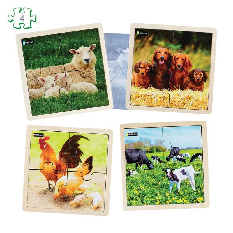 4 Puzzles à cadre Animaux de la ferme - puzzle pour personnes désorientées