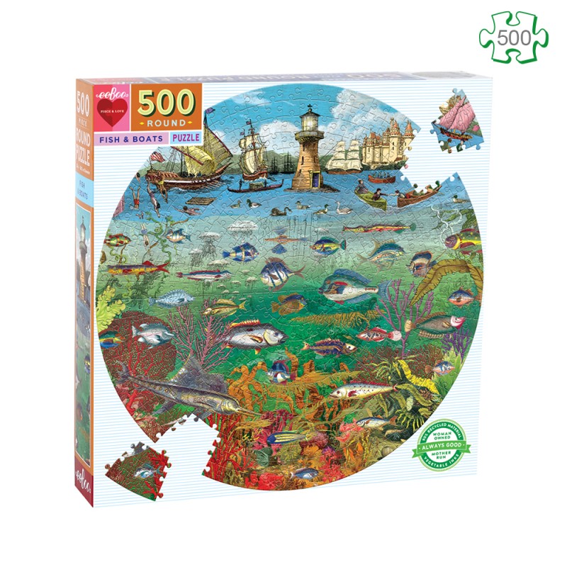 Puzzle rond 500 pièces - Poisson et bateaux