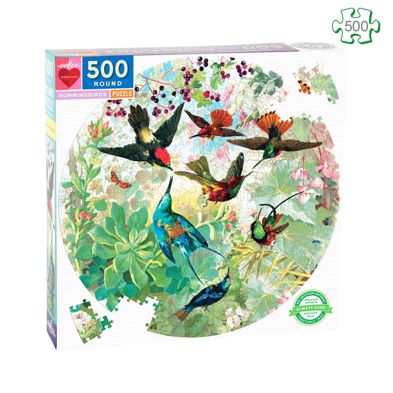 Puzzle rond 500 pièces - Oiseaux-mouches