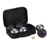 Pétanque - 6 boules en métal noires et argentées 720 g