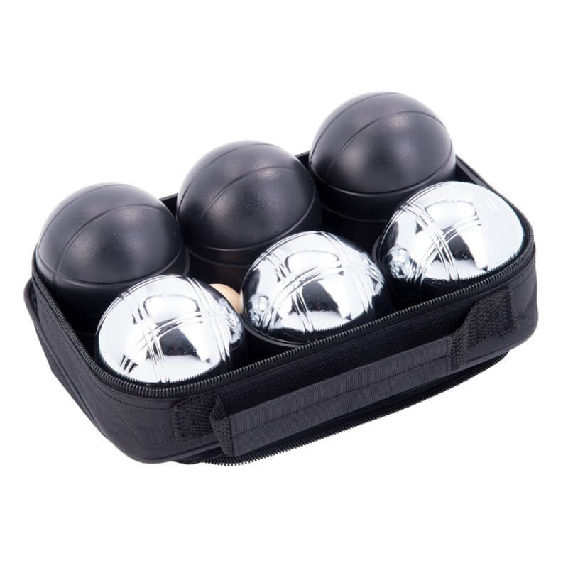 Pétanque - 6 boules en métal noires et argentées 720 g