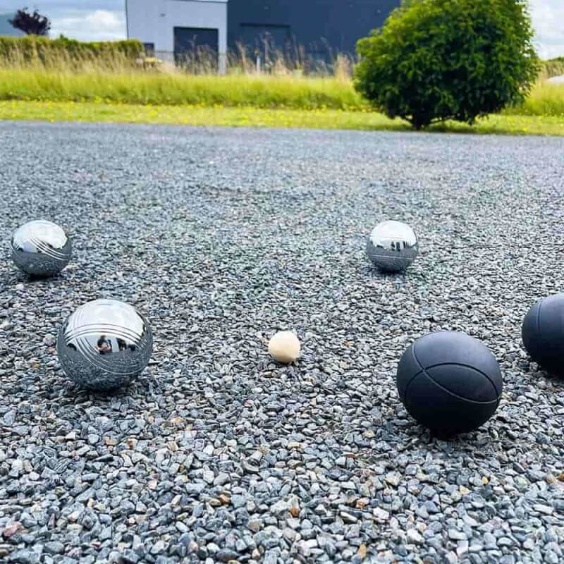 Pétanque - 6 boules en métal noires et argentées 720 g