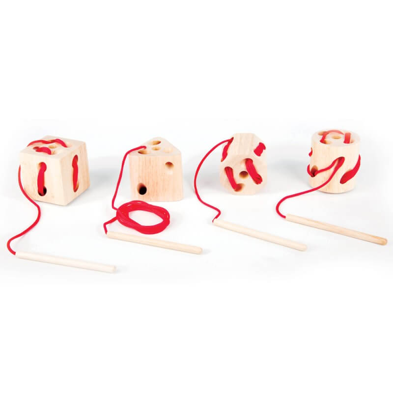 Formes à lacer en bois - lot de 4