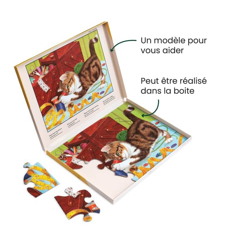 Un puzzle qui peut être réalisé dans sa boite avec un modèle pour vous aider.