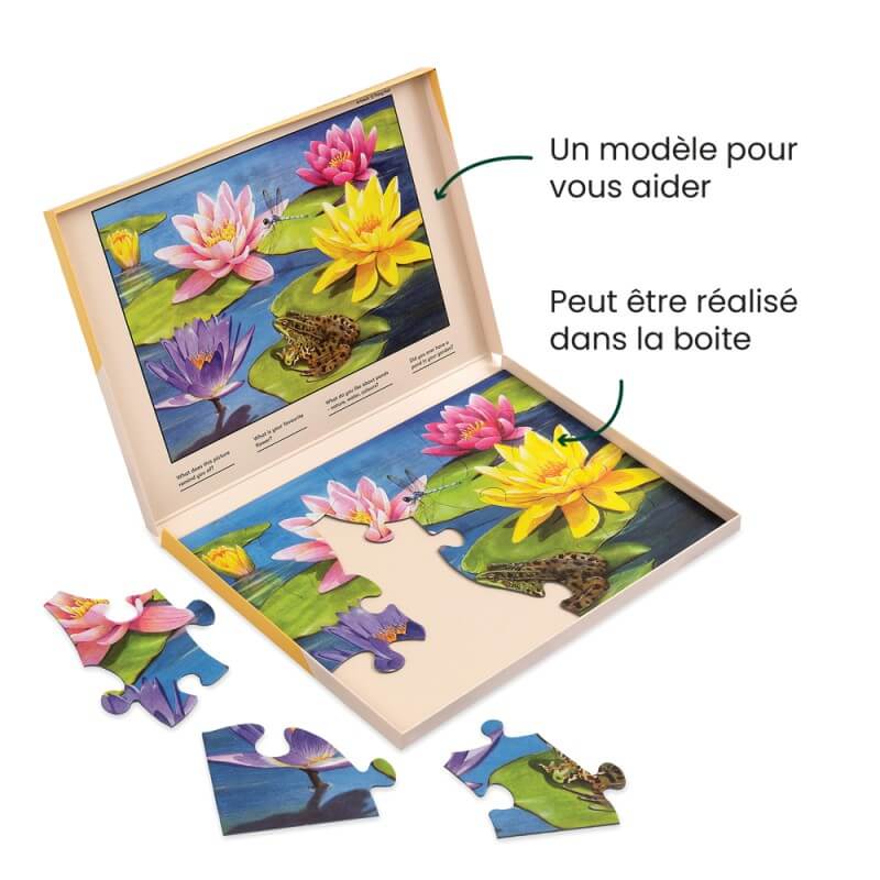 Un puzzle qui peut être réalisé dans sa boite avec un modèle pour vous aider.