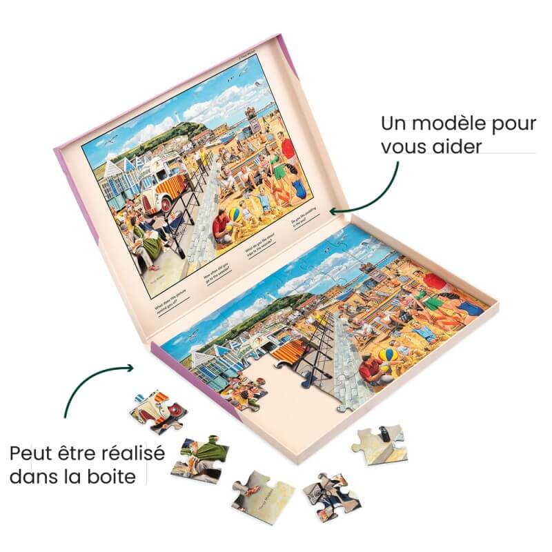 Un puzzle qui peut être réalisé dans sa boite avec un modèle pour vous aider.