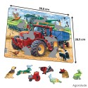 Puzzle avec contour - Tracteur aux champs - 39 pièces