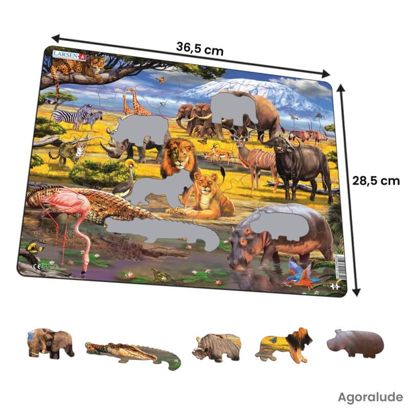 Puzzle avec contour - Savane africaine et Kilimandjaro- 43 pièces