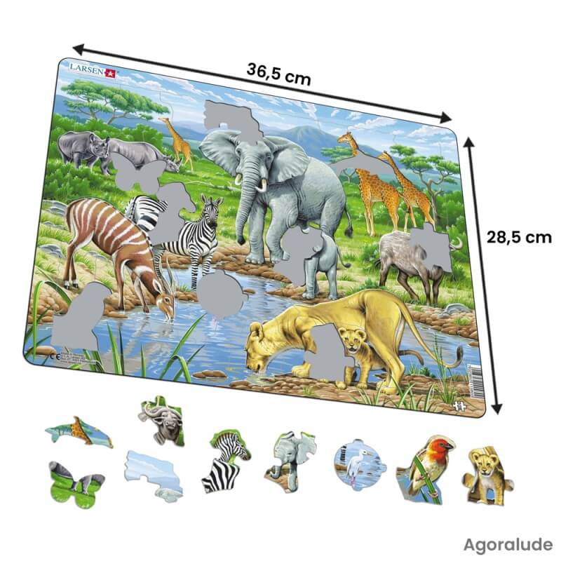 Puzzle avec contour - Savane africaine - 65 pièces