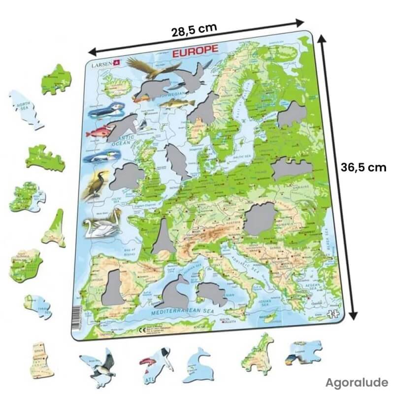Puzzle avec contour - Europe géographique - 87 pièces