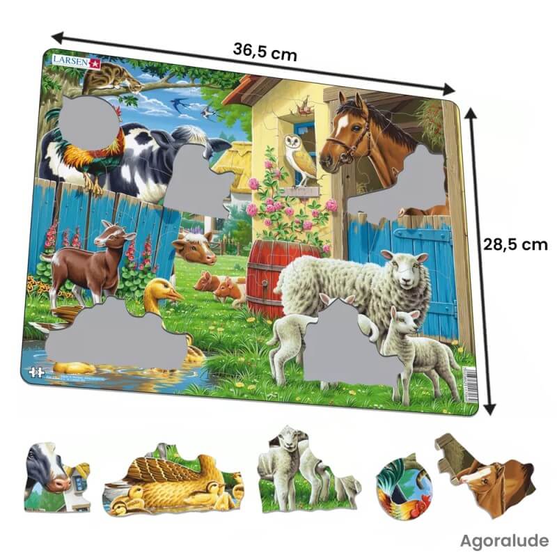 Puzzle Animaux de la ferme en carton facile à réaliser - 23 pièces