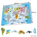 Puzzle grande taille avec contour. Larges pièces pour aider. Animaux du monde