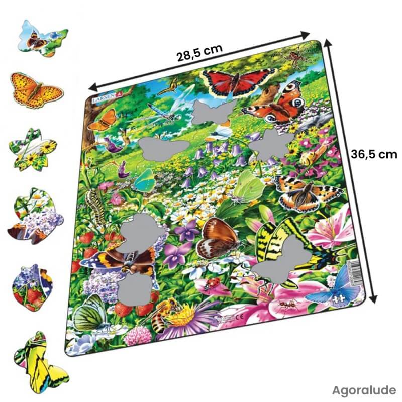 Puzzle grande taille avec contour. Larges pièces pour aider. Papillons