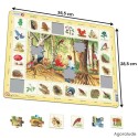 Puzzle grande taille avec contour. Larges pièces pour aider. Cueillette en forêt