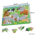 Puzzle grande taille avec contour. Larges pièces pour aider. Animaux dans le pré