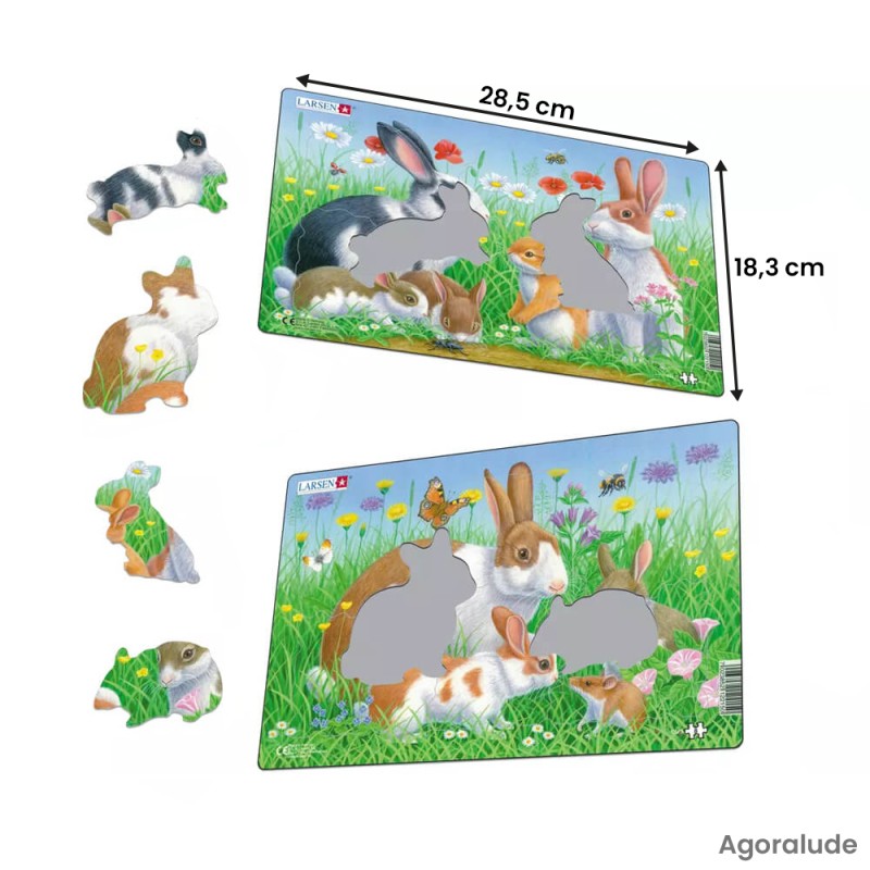 Lot de 2 puzzles avec contour Les lapins