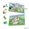 Lot de 2 puzzles avec contour Les lapins