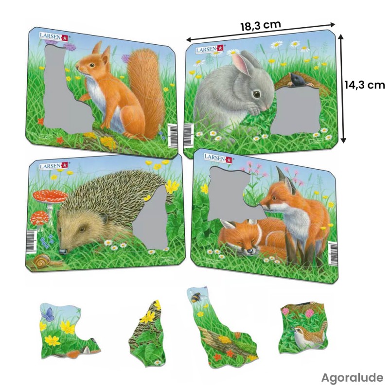 Lot de 4 puzzles Animaux de la campagne