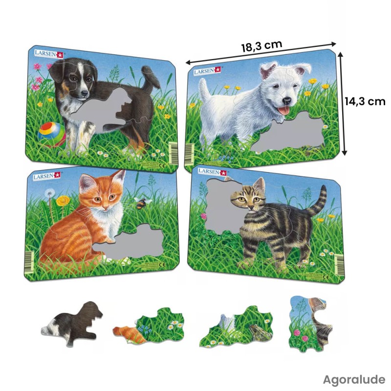 Puzzle 4 chiots et chatons