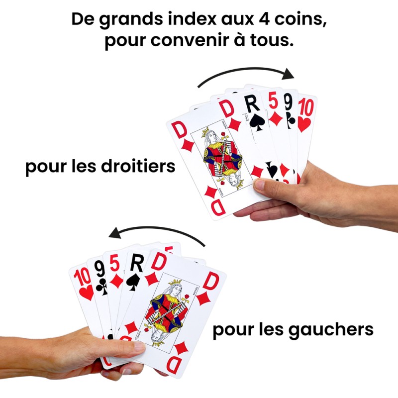 Jeux de cartes pour droitiers et gauchers.