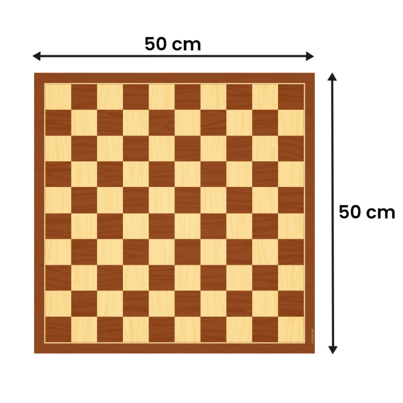 Tapis de jeu Dames 50x50 cm (avec pions) - Damier grand format