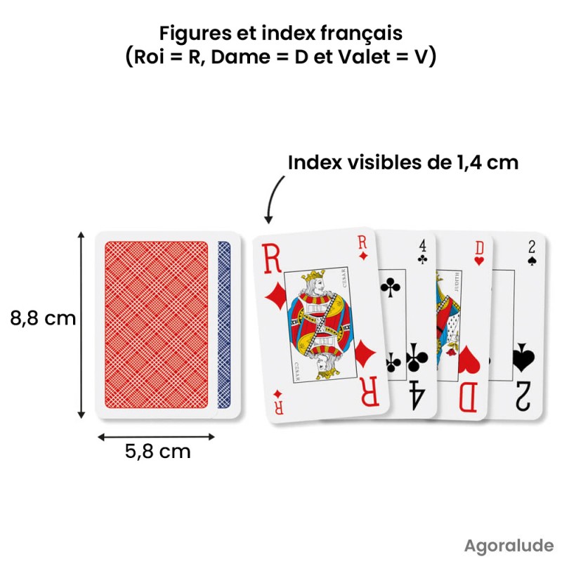 2 jeux de 54 cartes à 2 grands index français