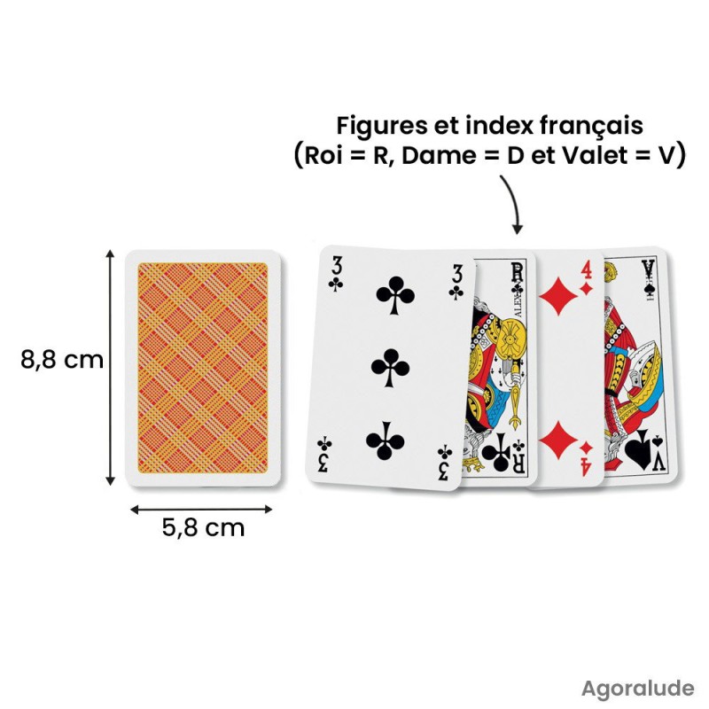 jeu de 54 cartes 100% plastique index français