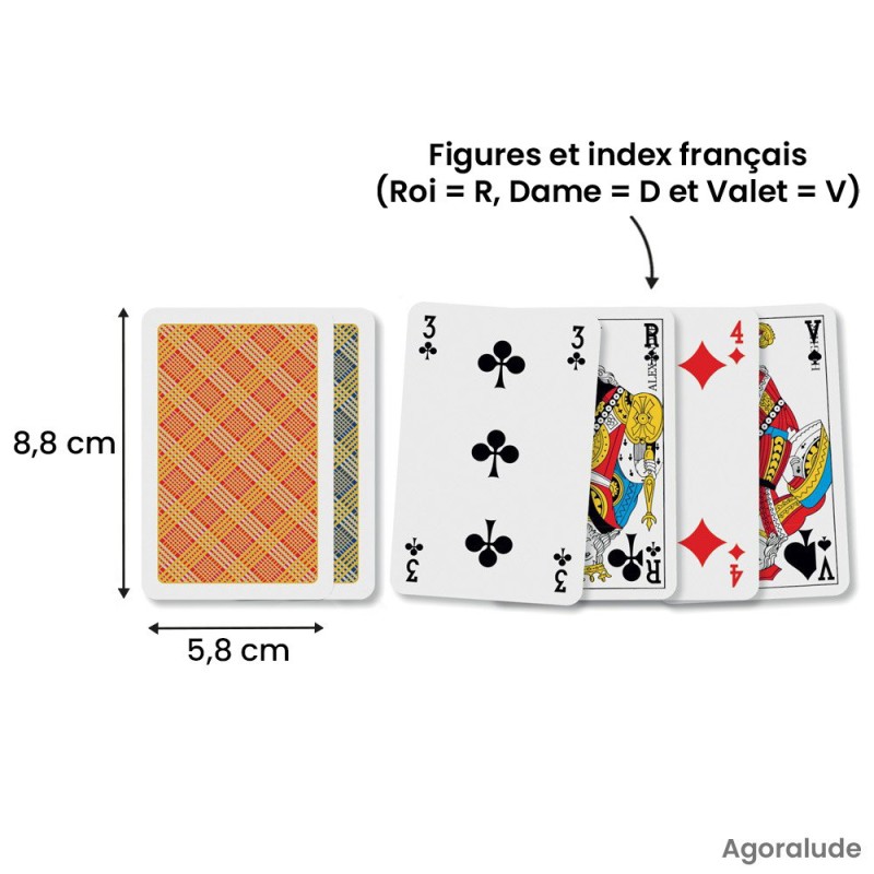2 jeux de 54 cartes 100% plastique index français