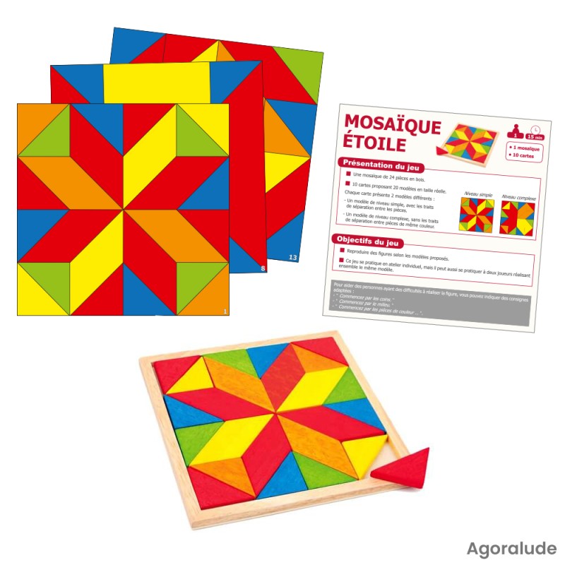 Jeu d'encastrement - Mosaïque étoile - Jeux de manipulation seniors