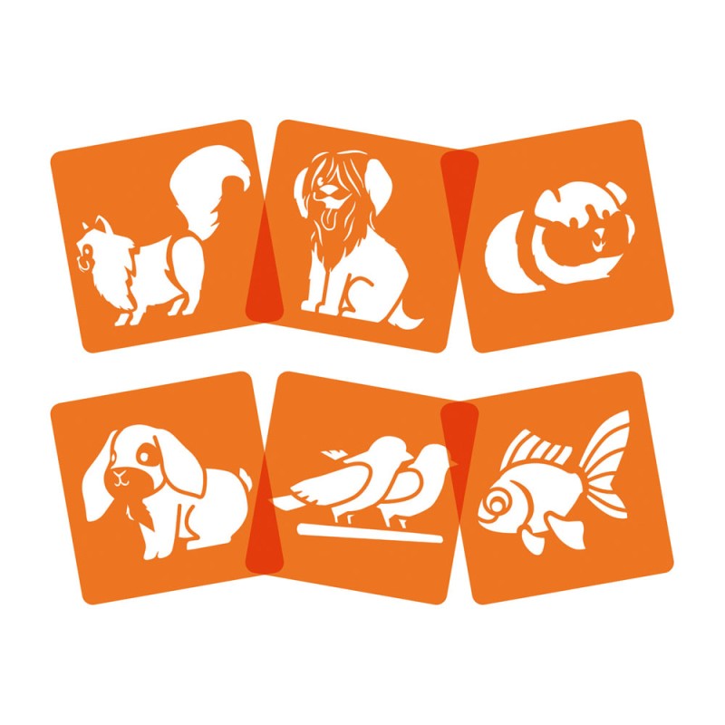 lot de 6 Pochoirs Animaux familiers